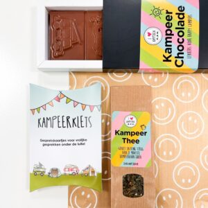 Kadopakketje Kampeerklets, thee en chocolade