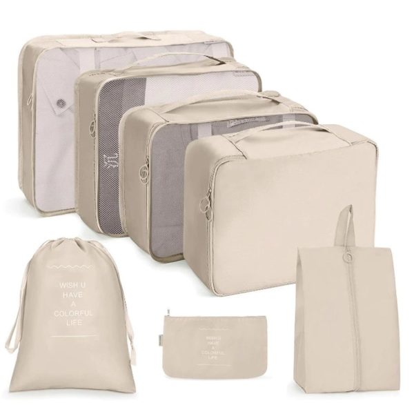 kledingorganiser packing cubes creme kleurig